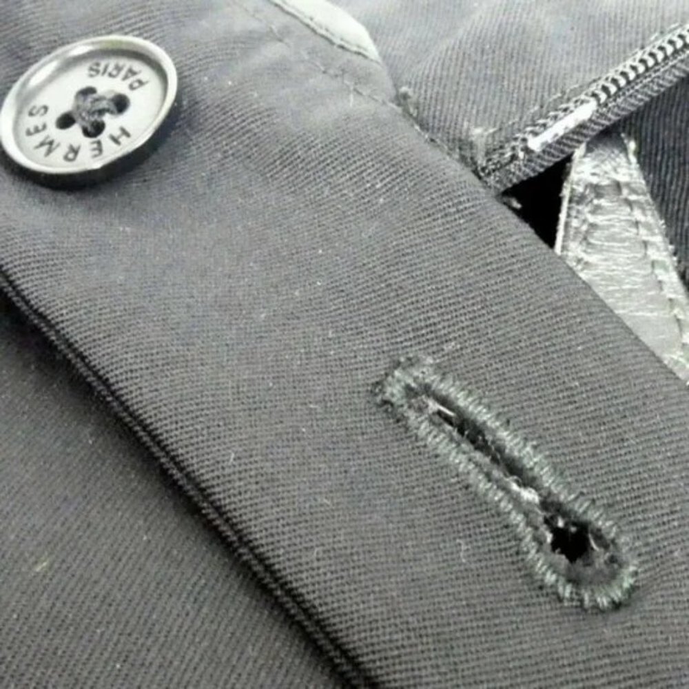 HERMES Front Leather Zip pocket Bottoms Wool Pants - Picture 3 of 5